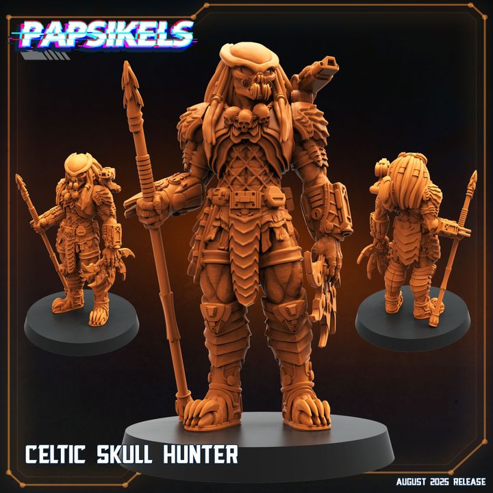 Skull Hunter Celtic Clan (2 Poses / Fits 40-50mm Base) | Tabletop Roleplaying Miniatures (Papsikels)