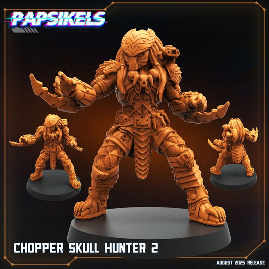 Skull Hunter Chopper Clan (2 Poses / Fits 40-50mm Base) | Tabletop Roleplaying Miniatures (Papsikels)