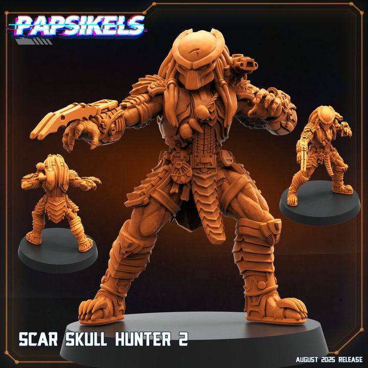 Skull Hunter Scar-Clan Chosen (2 Poses / Fits 40-50mm Base) | Tabletop Roleplaying Miniatures (Papsikels)