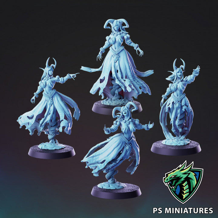 Cursed Banshees (4 Poses / Fits 32mm Bases / Bundles) | Tabletop Roleplaying Miniatures (PSMiniatures)