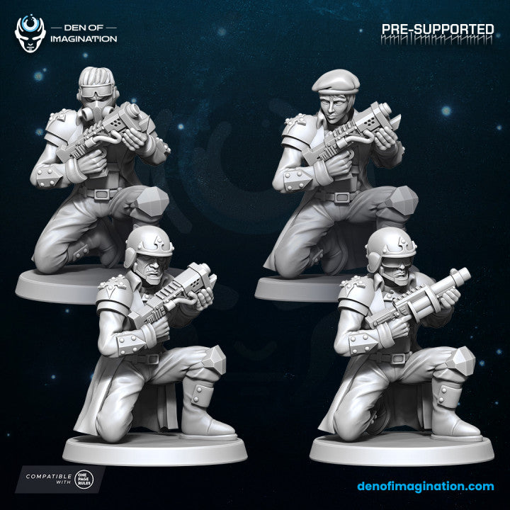 Grimdark Dropship Troopers (Fits 25-28mm Bases, Quick Assembly) | Miniatures Wargaming Models (Wildmesh)