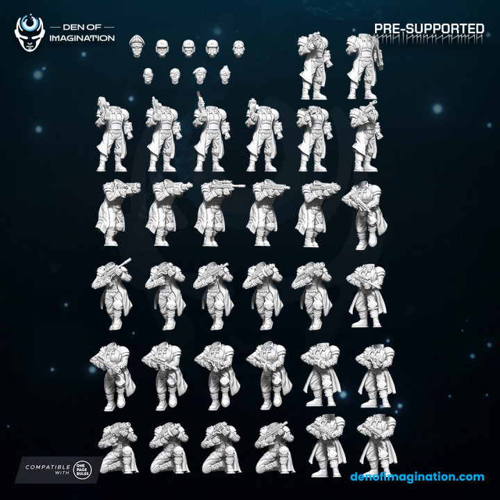 Grimdark Dropship Troopers (Fits 25-28mm Bases, Quick Assembly) | Miniatures Wargaming Models (Wildmesh)