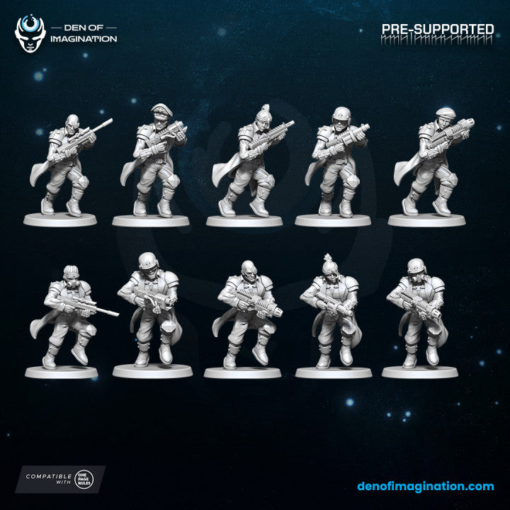 Grimdark Dropship Troopers (Fits 25-28mm Bases, Quick Assembly) | Miniatures Wargaming Models (Wildmesh)