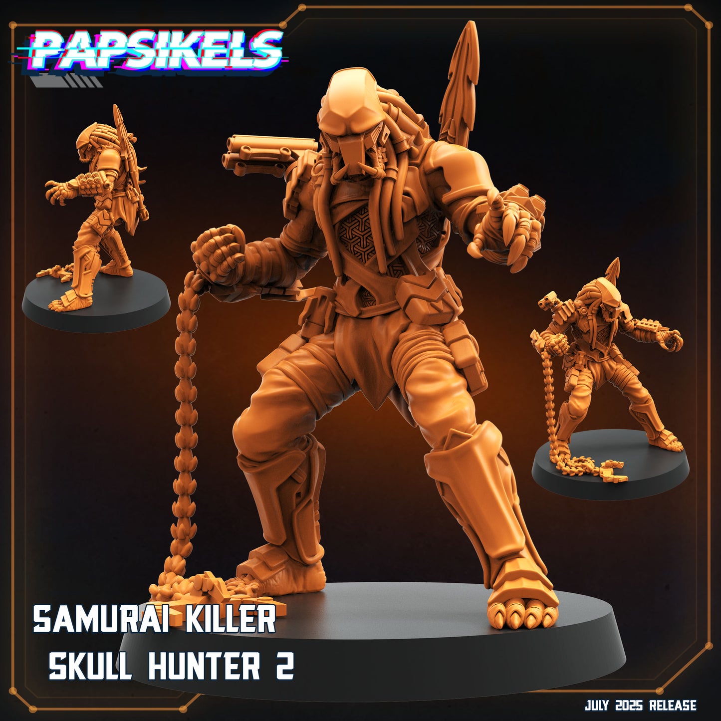 Skull Hunter Samurai (6 Poses / Fits 40-50mm Bases) | Tabletop Roleplaying Miniatures (Papsikels)