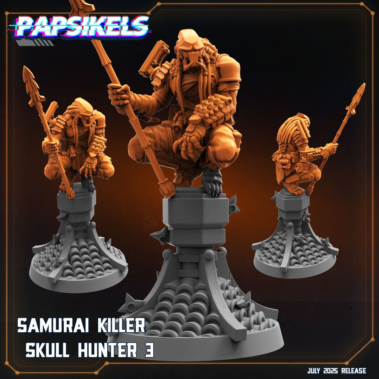 Skull Hunter Samurai (6 Poses / Fits 40-50mm Bases) | Tabletop Roleplaying Miniatures (Papsikels)