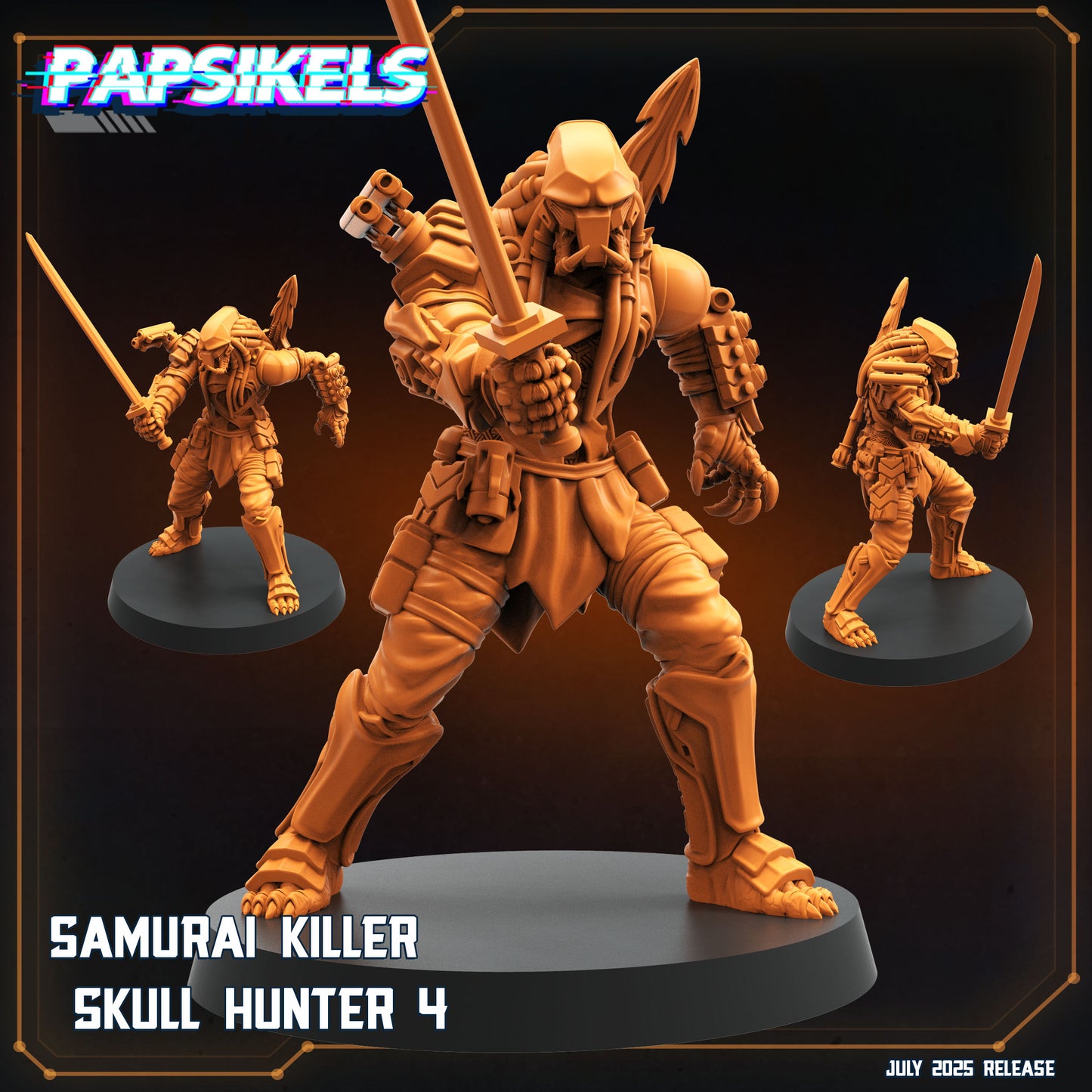 Skull Hunter Samurai (6 Poses / Fits 40-50mm Bases) | Tabletop Roleplaying Miniatures (Papsikels)