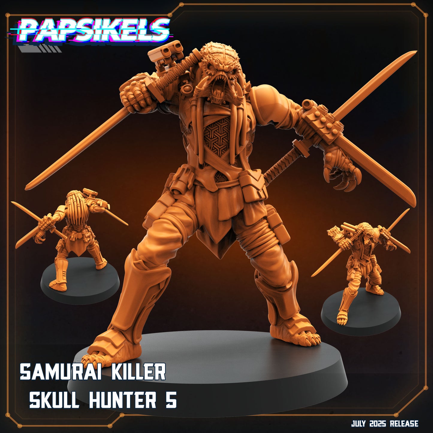 Skull Hunter Samurai (6 Poses / Fits 40-50mm Bases) | Tabletop Roleplaying Miniatures (Papsikels)