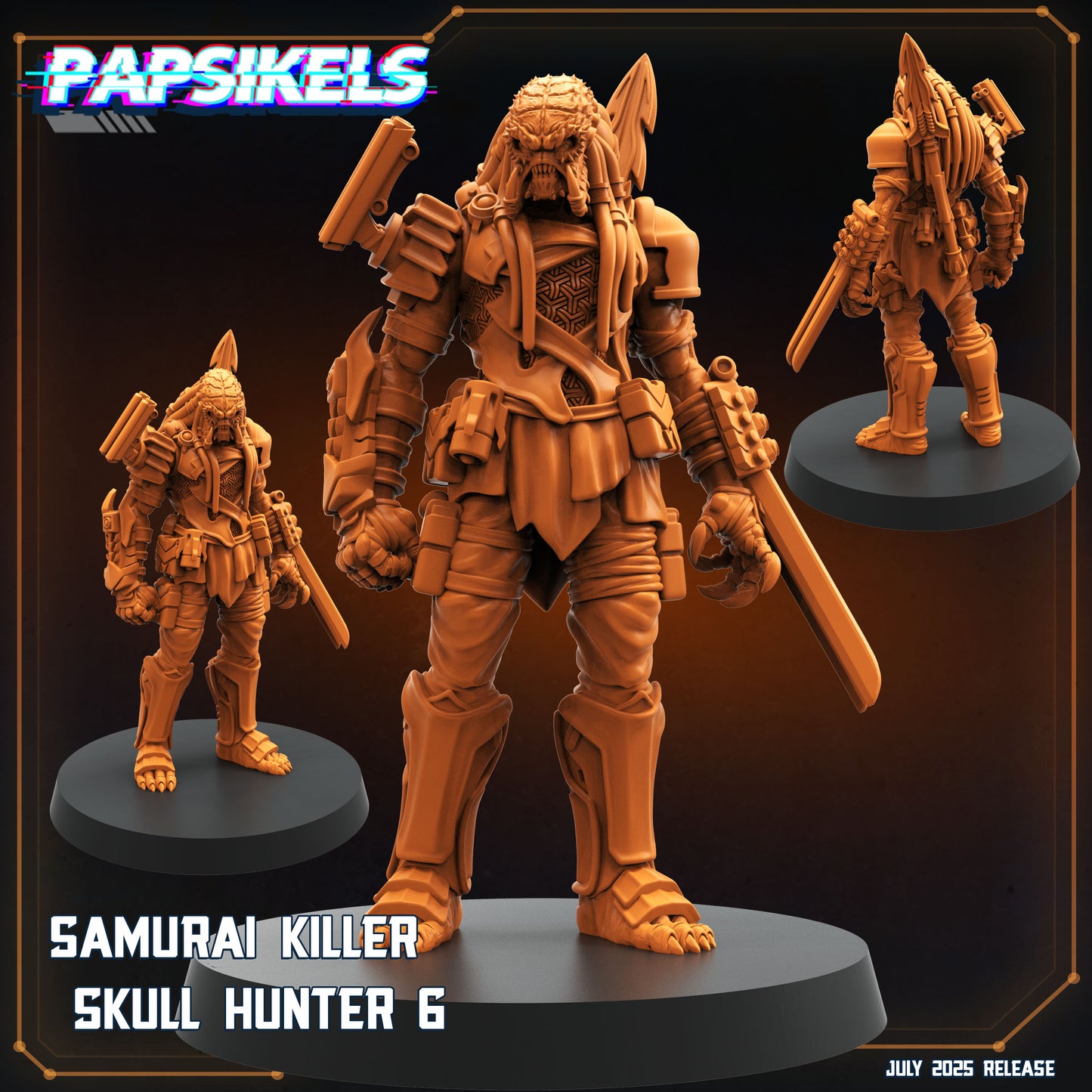 Skull Hunter Samurai (6 Poses / Fits 40-50mm Bases) | Tabletop Roleplaying Miniatures (Papsikels)
