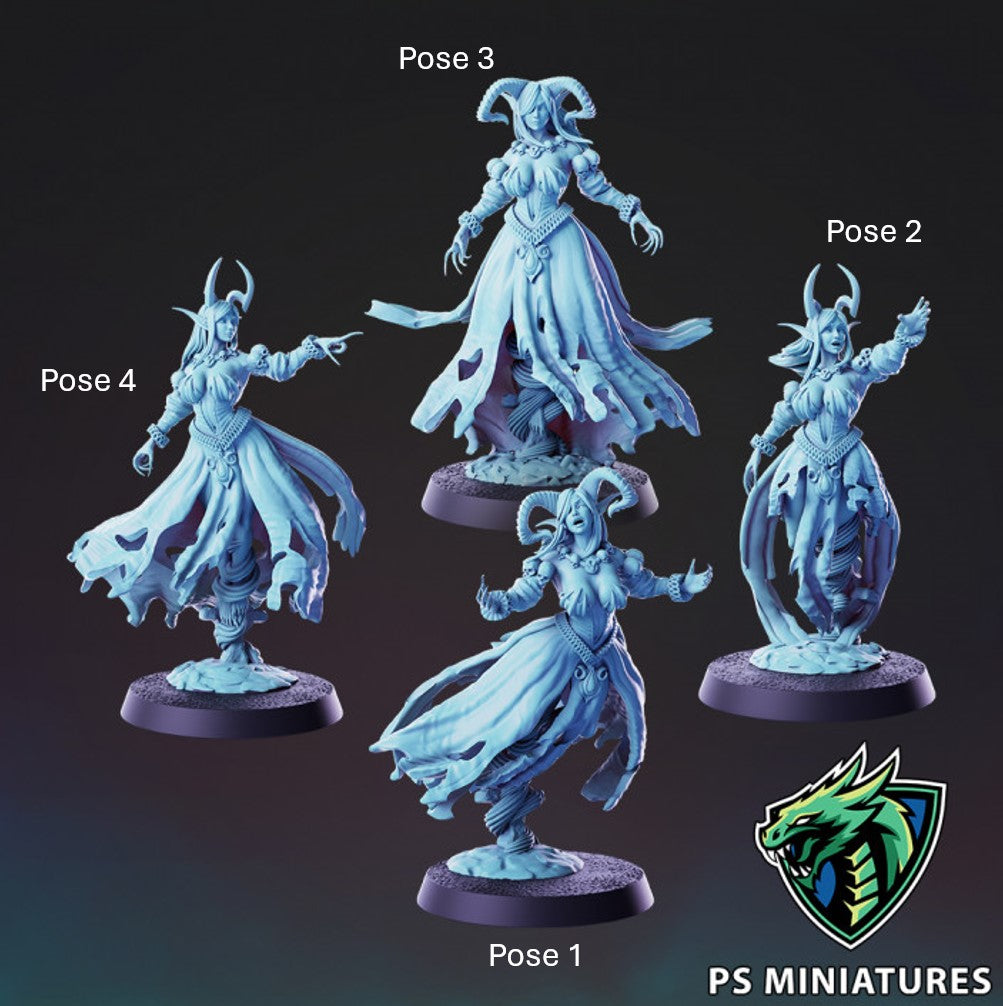 Cursed Banshees (4 Poses / Fits 32mm Bases / Bundles) | Tabletop Roleplaying Miniatures (PSMiniatures)