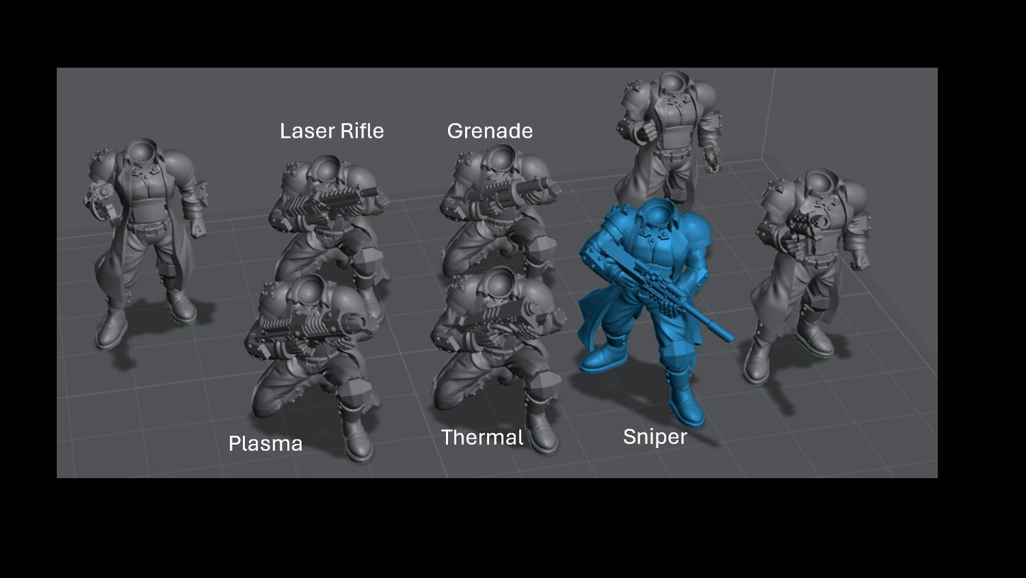 Grimdark Dropship Troopers (Fits 25-28mm Bases, Quick Assembly) | Miniatures Wargaming Models (Wildmesh)