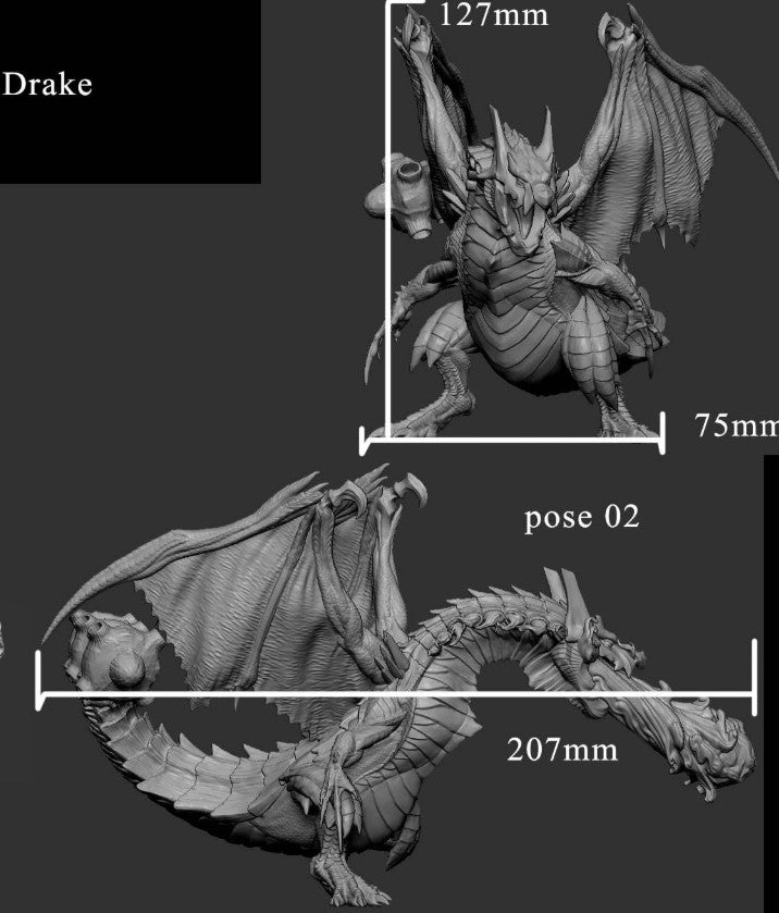 Molten Flame Drake (fits 100mm, 120x92mm Bases)