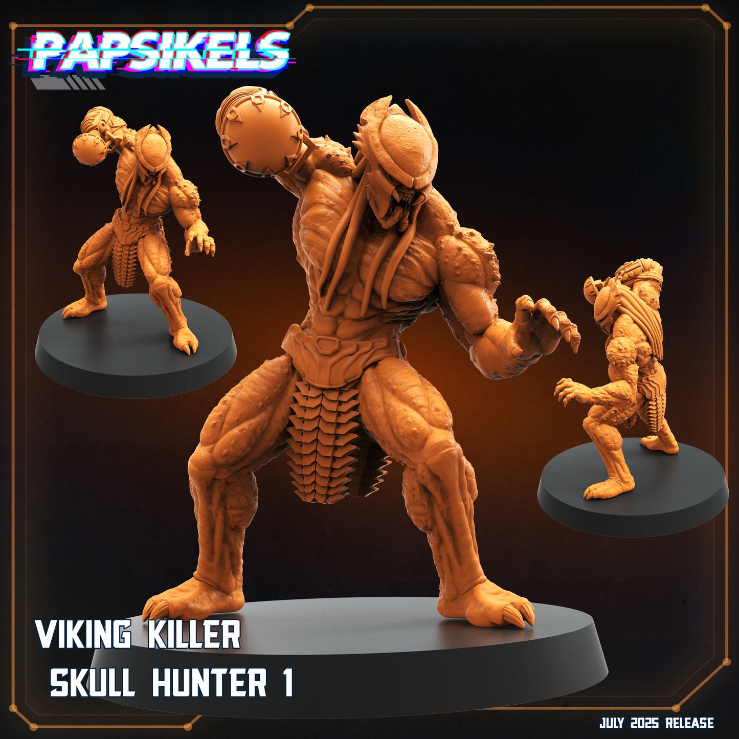 Skull Hunter Brawlers (3 Poses / Fits 40-50mm Bases) | Tabletop Roleplaying Miniatures (Papsikels)