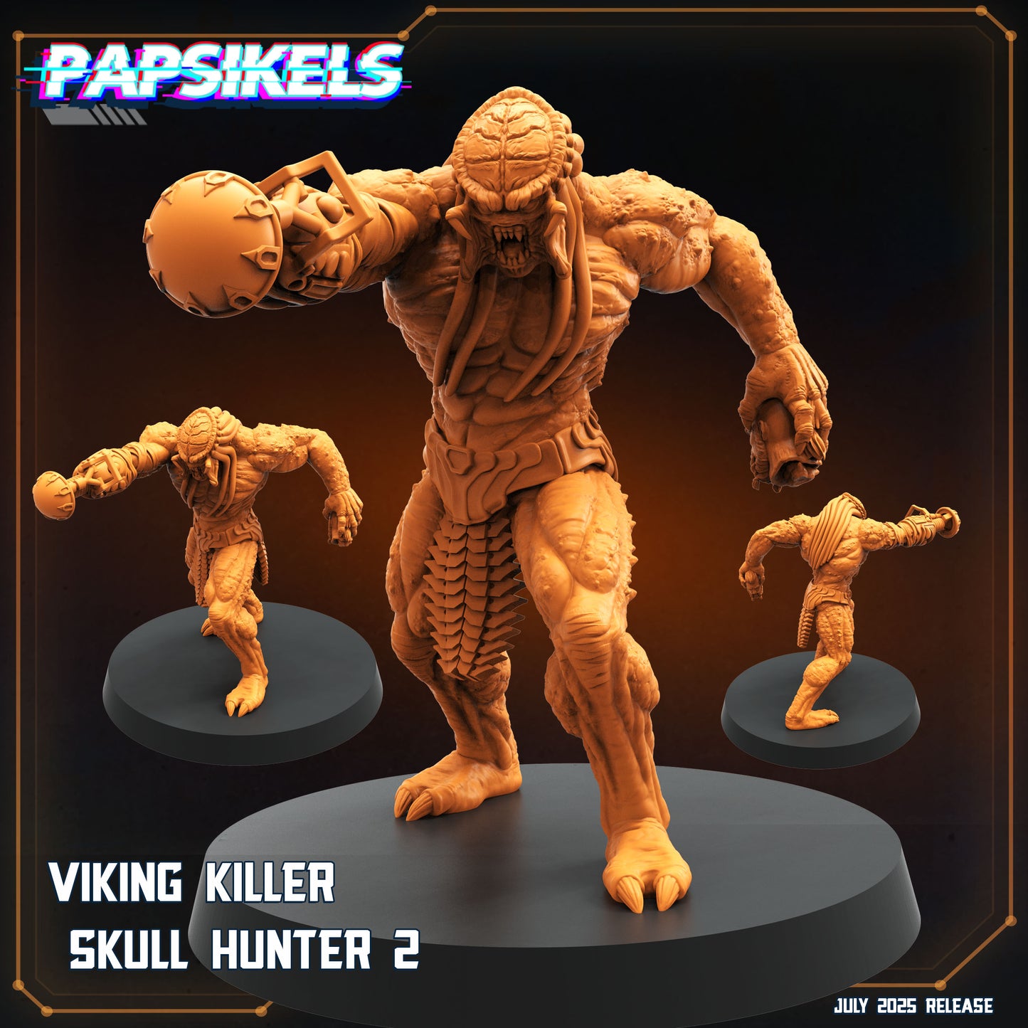 Skull Hunter Brawlers (3 Poses / Fits 40-50mm Bases) | Tabletop Roleplaying Miniatures (Papsikels)