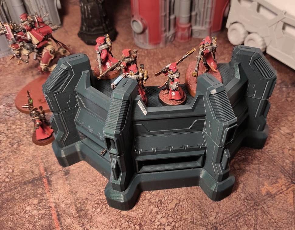 Earthmen Multi-Level Defense Barrier | Miniature Tabletop Scenery | 28mm Scale