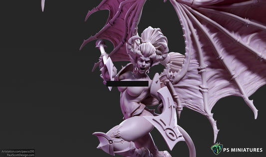 Infernal-Touched Glaive Pin-up Warriors (3 Poses | Fits 32-50mm Bases) | Tabletop Roleplaying Miniatures (PSMiniatures)