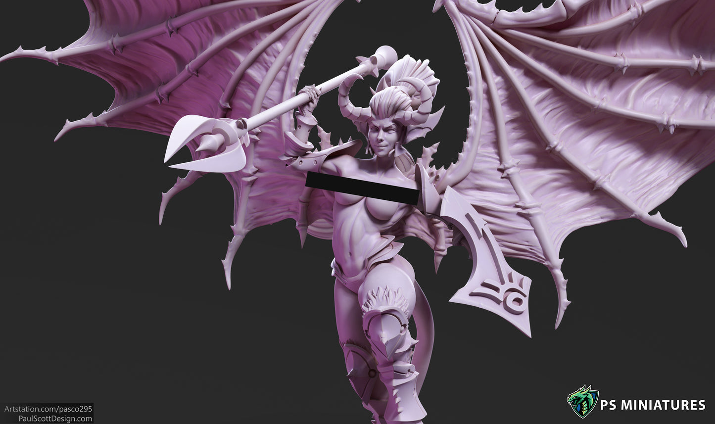 Infernal-Touched Glaive Pin-up Warriors (3 Poses | Fits 32-50mm Bases) | Tabletop Roleplaying Miniatures (PSMiniatures)