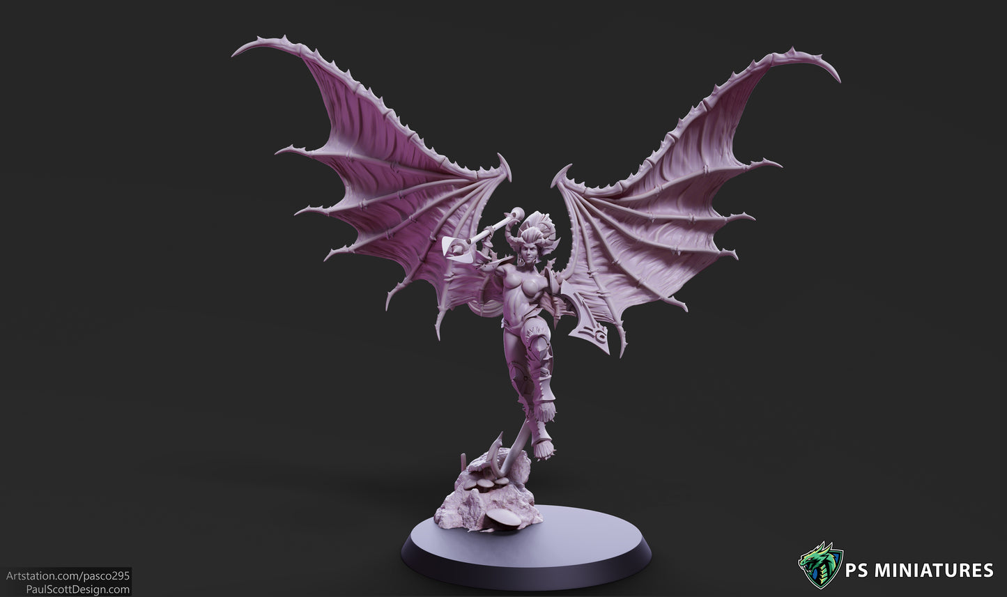 Infernal-Touched Glaive Pin-up Warriors (3 Poses | Fits 32-50mm Bases) | Tabletop Roleplaying Miniatures (PSMiniatures)