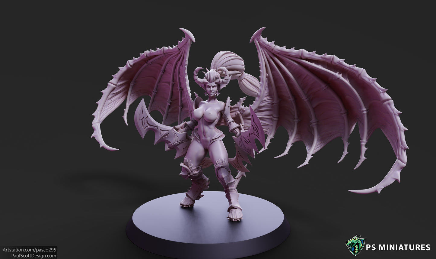 Infernal-Touched Fey Blade Pin-up Warriors (3 Poses | Fits 32-50mm Bases | Larger Scale Options) | Tabletop Roleplaying Miniatures (PSMiniatures)