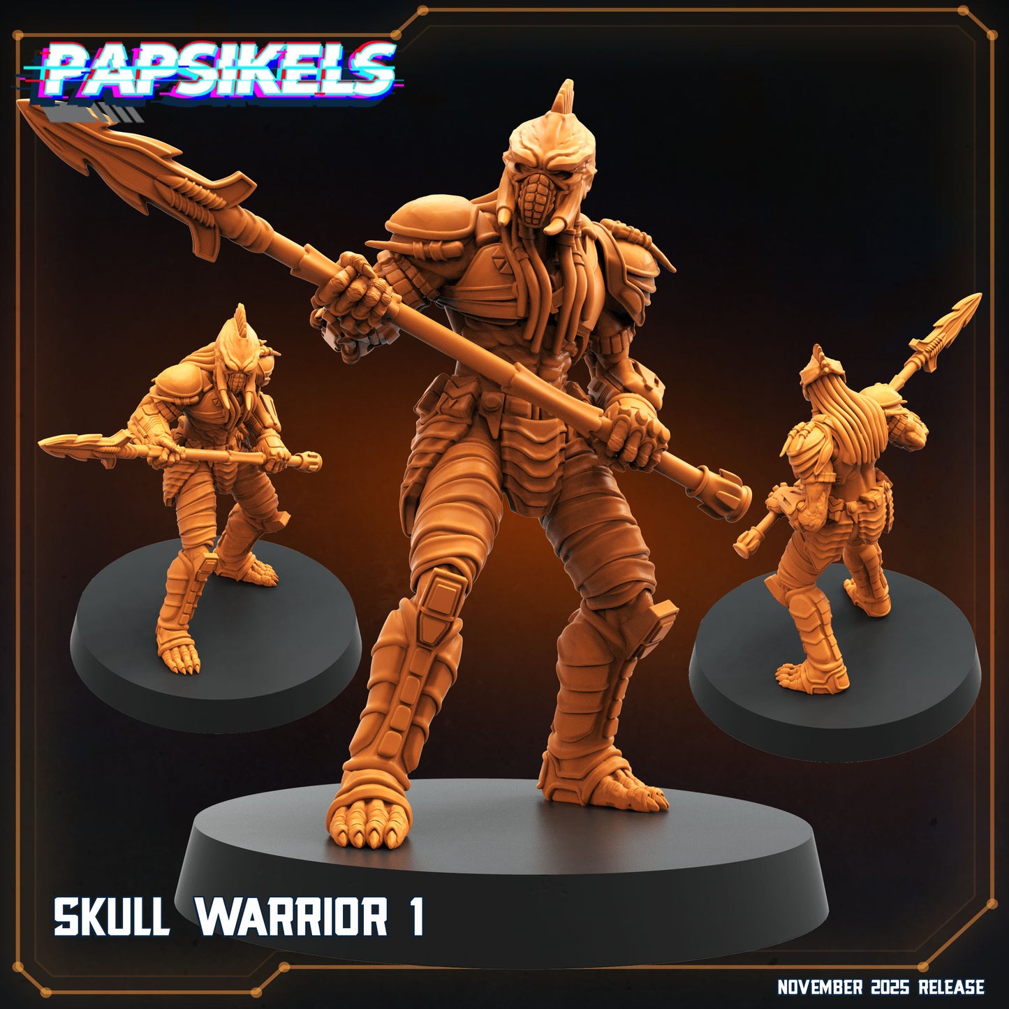 Skull Hunter Spear Clan (9 Poses / Fits 40-50mm Bases)  | Tabletop Roleplaying Miniatures (Papsikels)