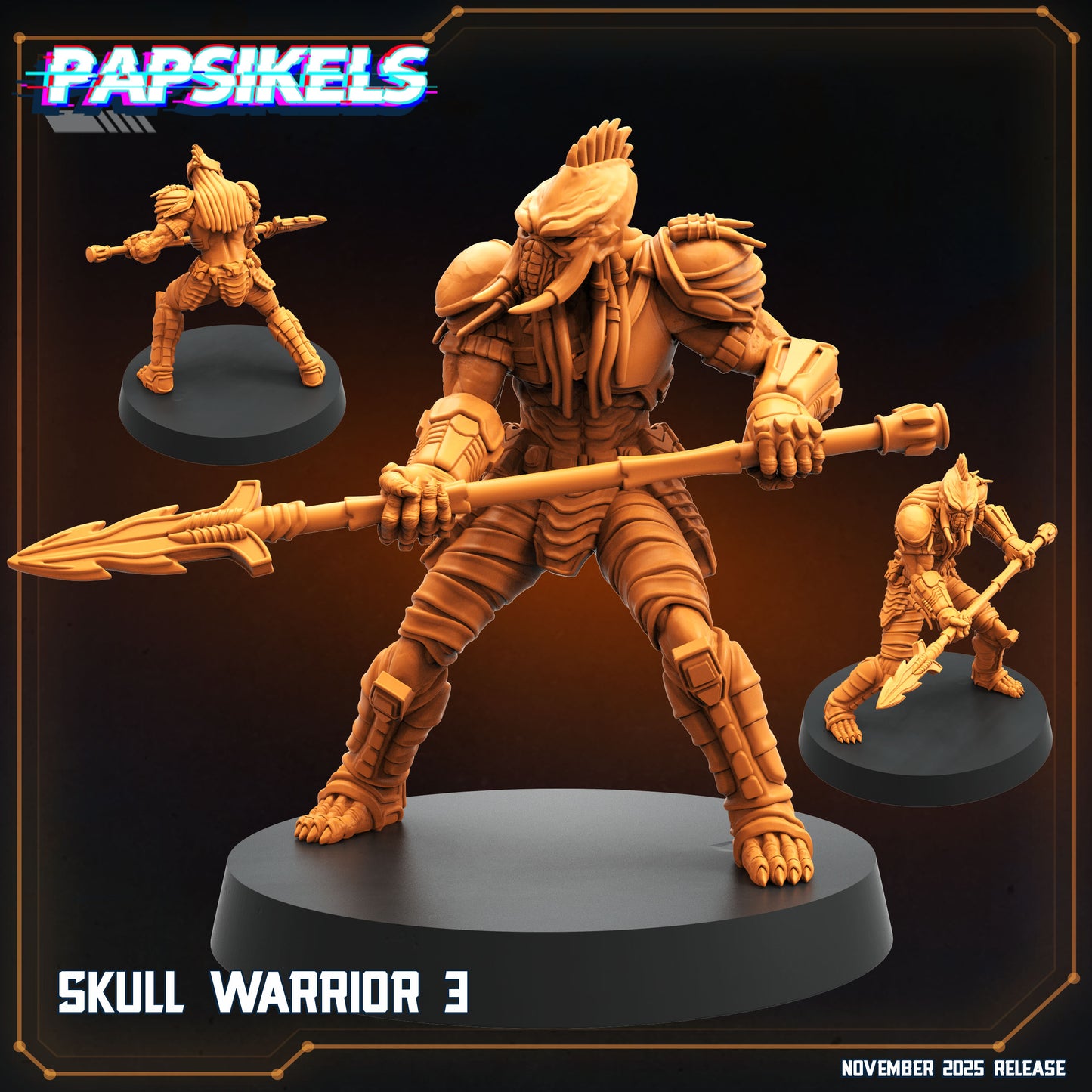 Skull Hunter Spear Clan (9 Poses / Fits 40-50mm Bases)  | Tabletop Roleplaying Miniatures (Papsikels)