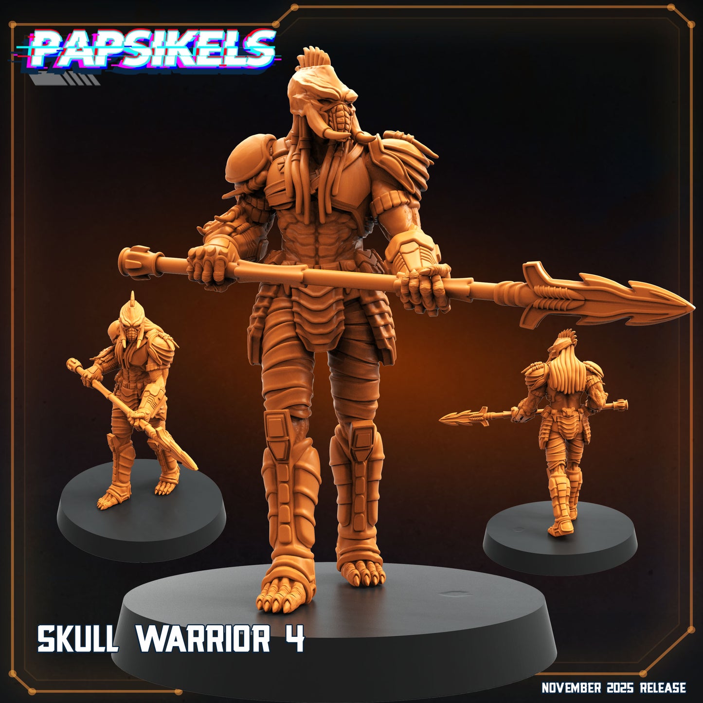 Skull Hunter Spear Clan (9 Poses / Fits 40-50mm Bases)  | Tabletop Roleplaying Miniatures (Papsikels)