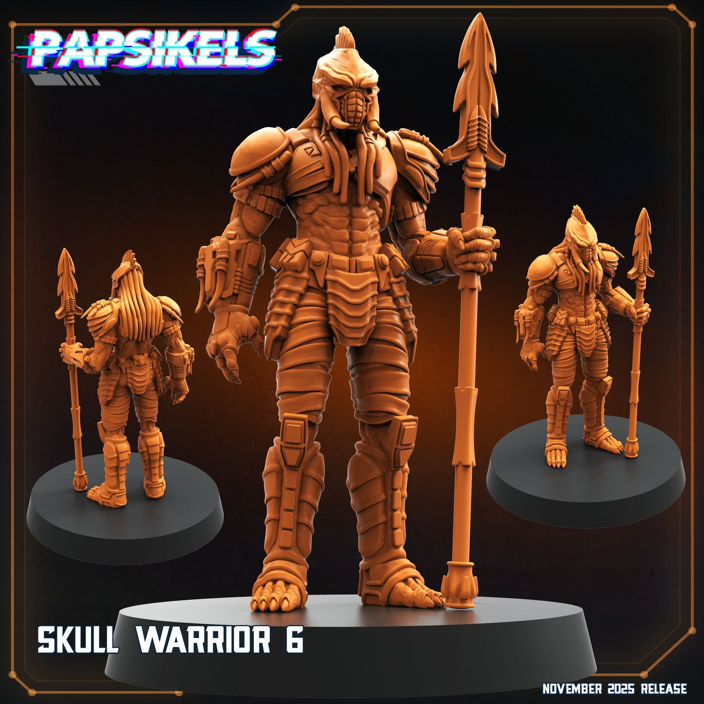 Skull Hunter Spear Clan (9 Poses / Fits 40-50mm Bases)  | Tabletop Roleplaying Miniatures (Papsikels)