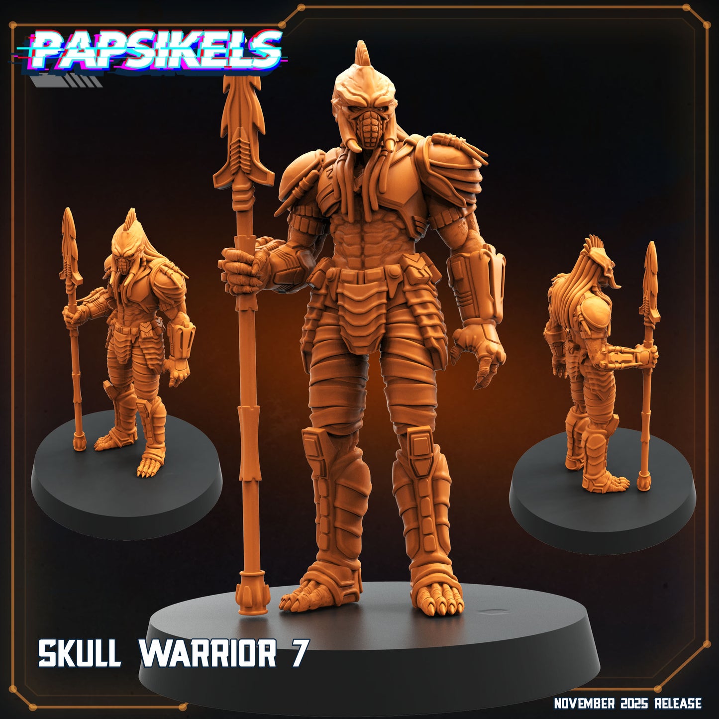Skull Hunter Spear Clan (9 Poses / Fits 40-50mm Bases)  | Tabletop Roleplaying Miniatures (Papsikels)