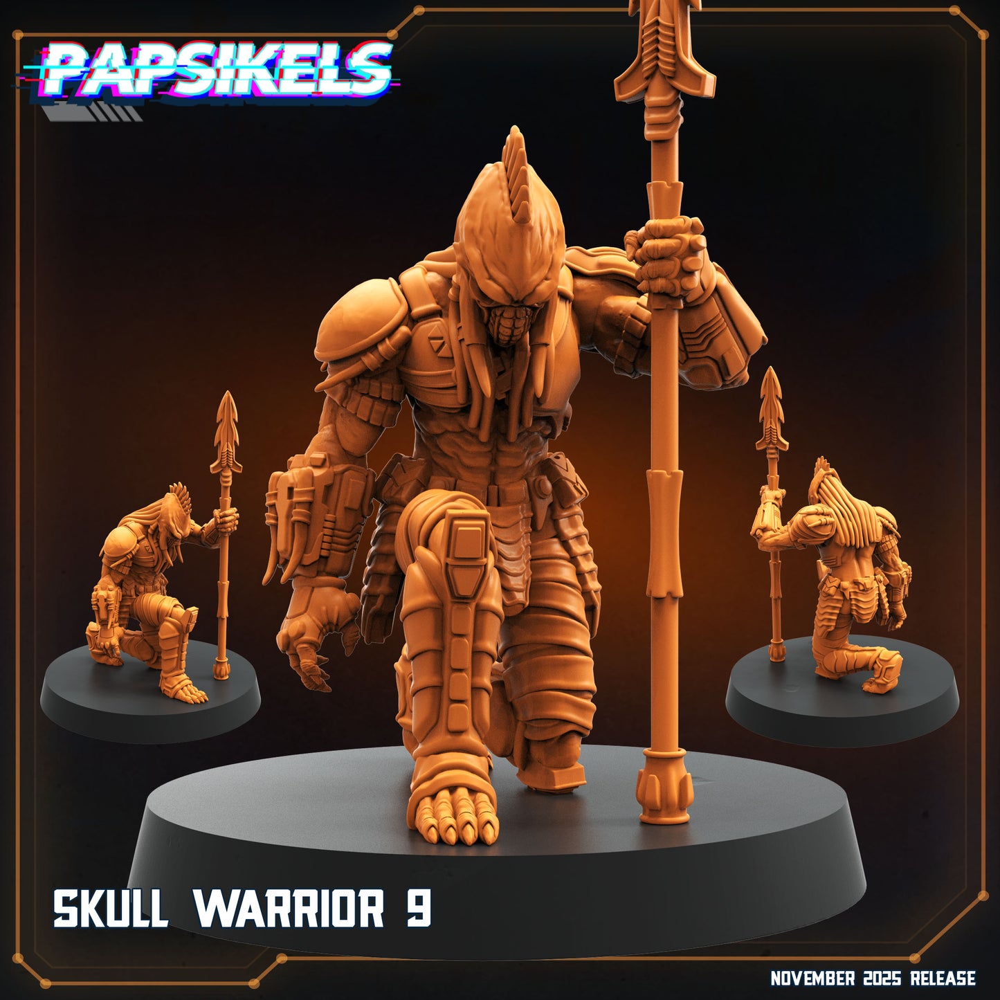 Skull Hunter Spear Clan (9 Poses / Fits 40-50mm Bases)  | Tabletop Roleplaying Miniatures (Papsikels)