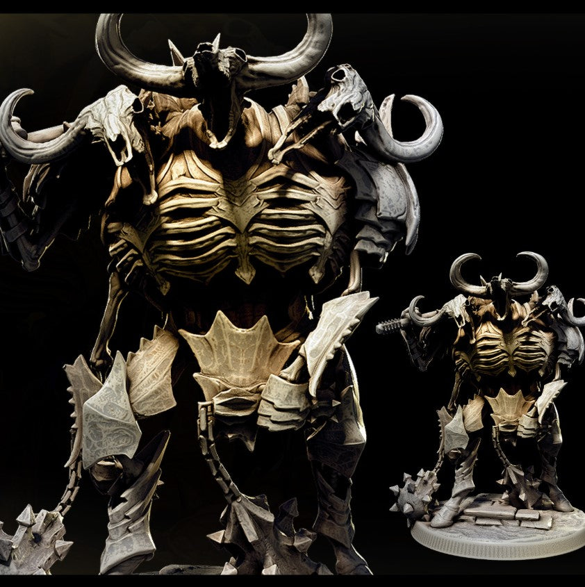 Skeletal Minotaurs (14 Poses, fits 50mm Bases)