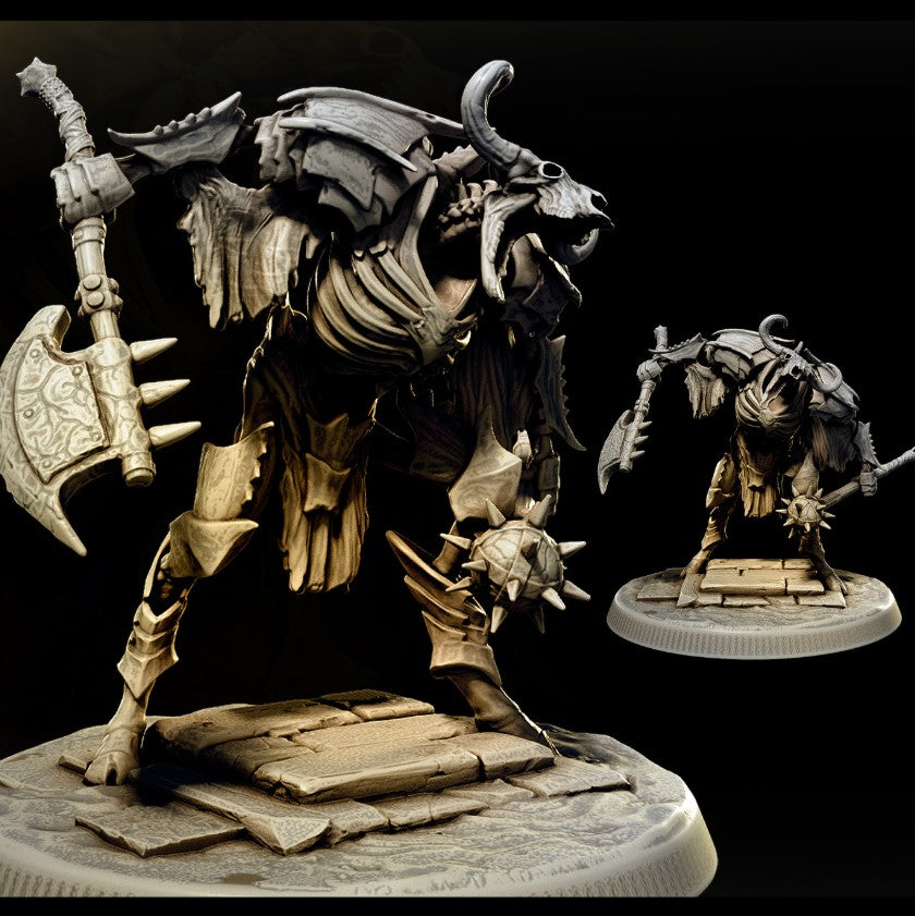 Skeletal Minotaurs (14 Poses, fits 50mm Bases)